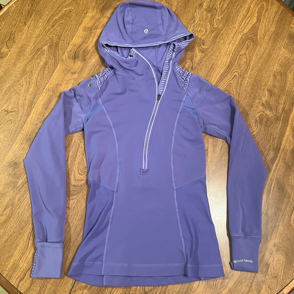 Lululemon Purple Asymmetrical Half Zip Running Hoodie Cold Hands Warm Heart